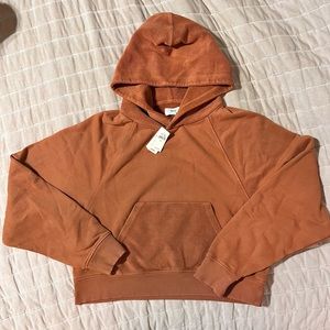 NWT Aerie cropped hooded sweatshirt, rust, size small